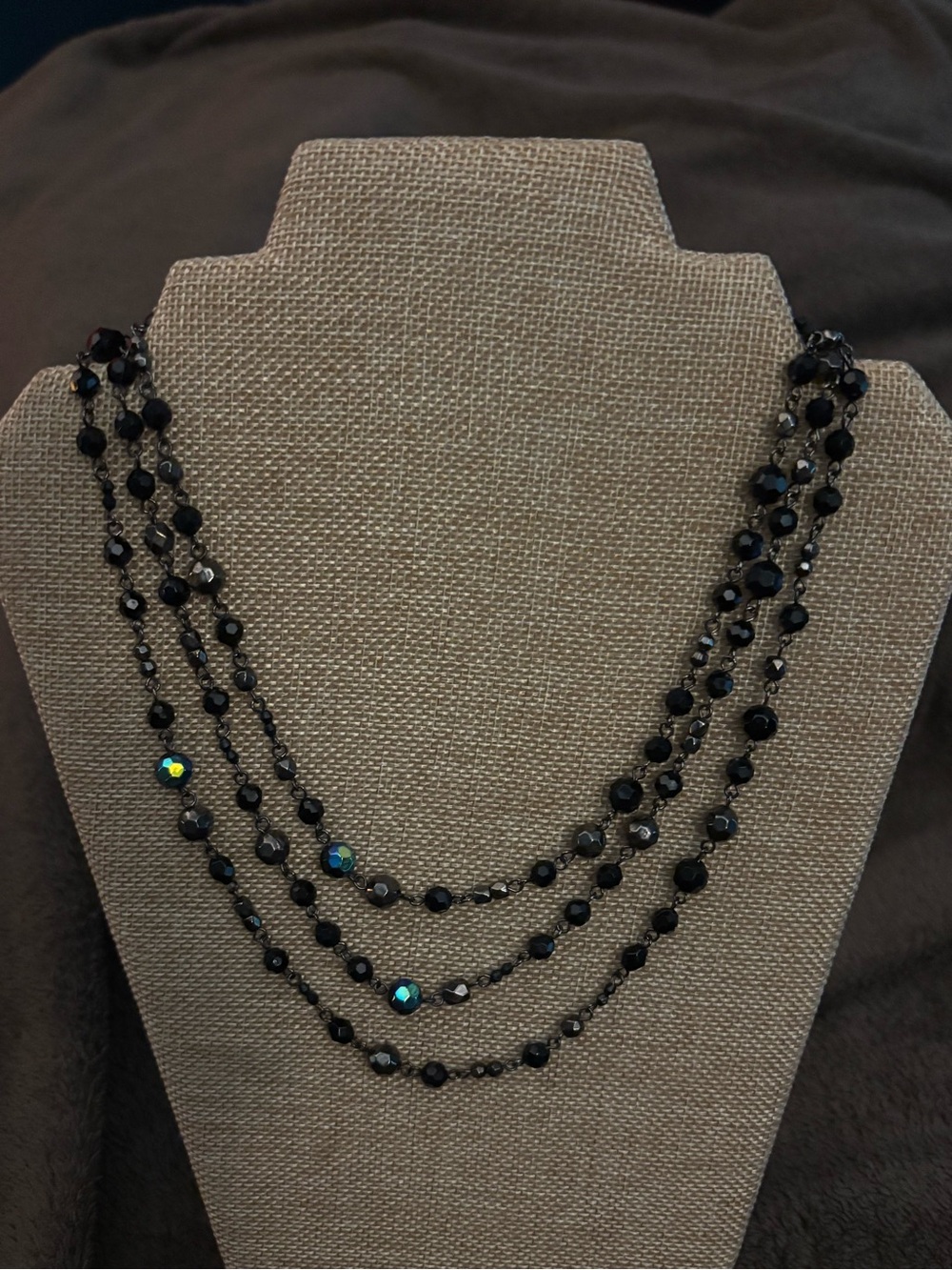 Premier Designs Arabian Nights Black Iridescent Beaded Necklace